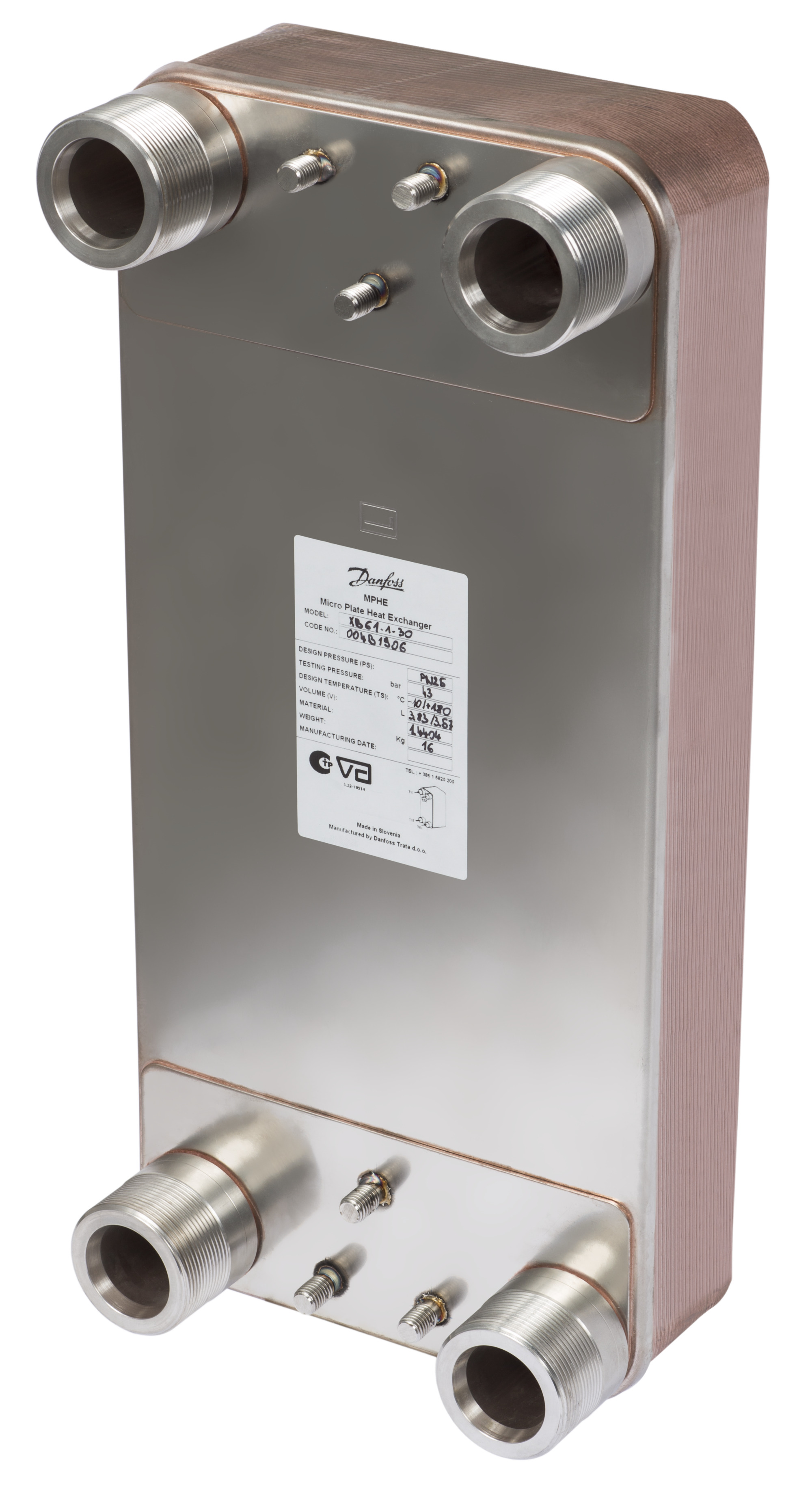 Danfoss Паяный пластинчатый теплообменник серии XB61 XB 61M-1-36 PN25 паяный ТО G2 004B1914  - Вид №7