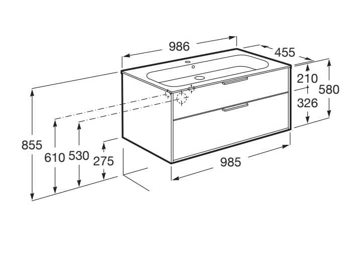 Подвесной шкаф для умывальника со встроенной раковиной Roca Optica ARCH-00039080 - Вид №20