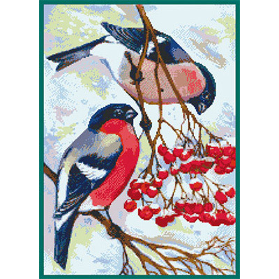 165х232кл Схема для вышивания цв. А3 ДК-268 "Снегири" Santreyd 