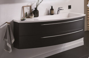 WUA361409L(755/155) Puris Crescendo, тумба под раковину 1400 мм левая, цвет черный структурный