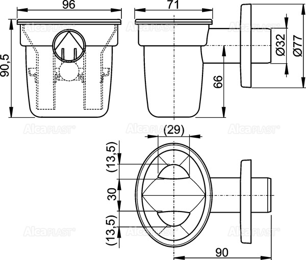 Воронка с шариком для сбрасываемого конденсата DN32 ALCAPLAST AKS1Z - Вид №1