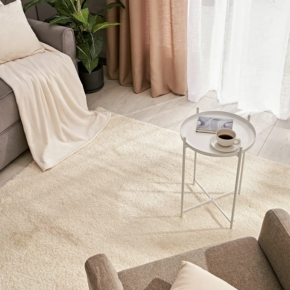 KREAFORTA Shaggy Bosfor - кремовый ковер с длинным ворсом для уютного интерьера 89394313 STLM-1572633
