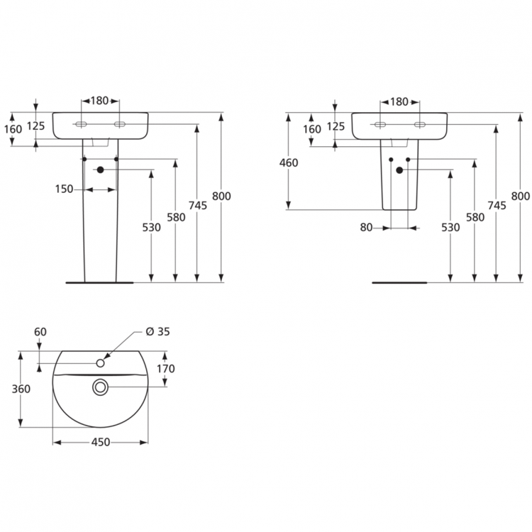E805701 Раковина 45 см Ideal Standard CONNECT - Вид №3