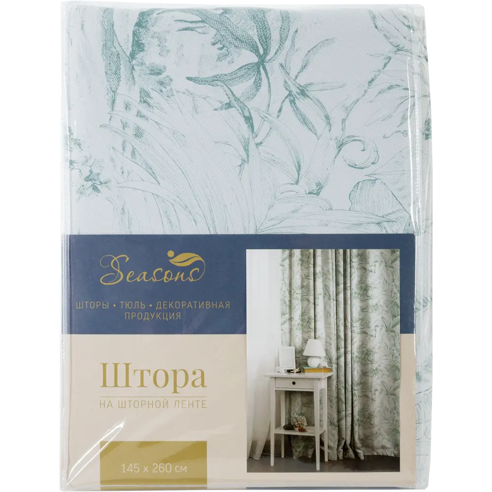 Штора на ленте «Гравюра» 145x260 см геометрия цвет зелёный 82406720 STLM-2105269 SEASONS  - Вид №4