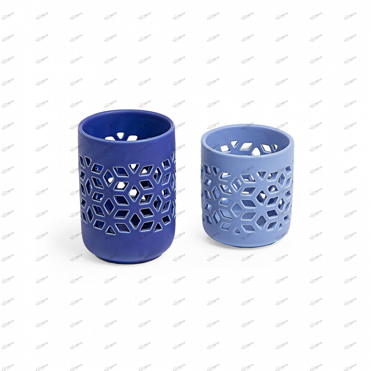 Подсвечник керамический синий 2 штуки Locust от La Forma LA FORMA LOCUST 00-3865133 Голубой;синий 