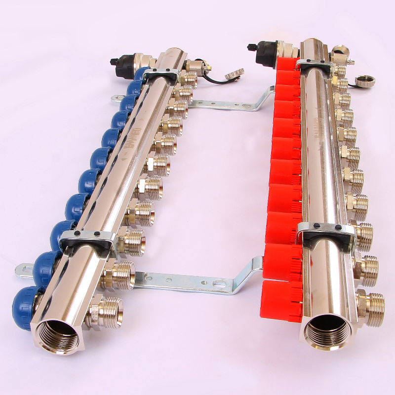 Коллекторная группа TOPWAY с регулировочными и термостатическими вентилями с резьбой под евроконус EMMETI 1"x3/4"ЕК 11 выходов 01298728 - Вид №2