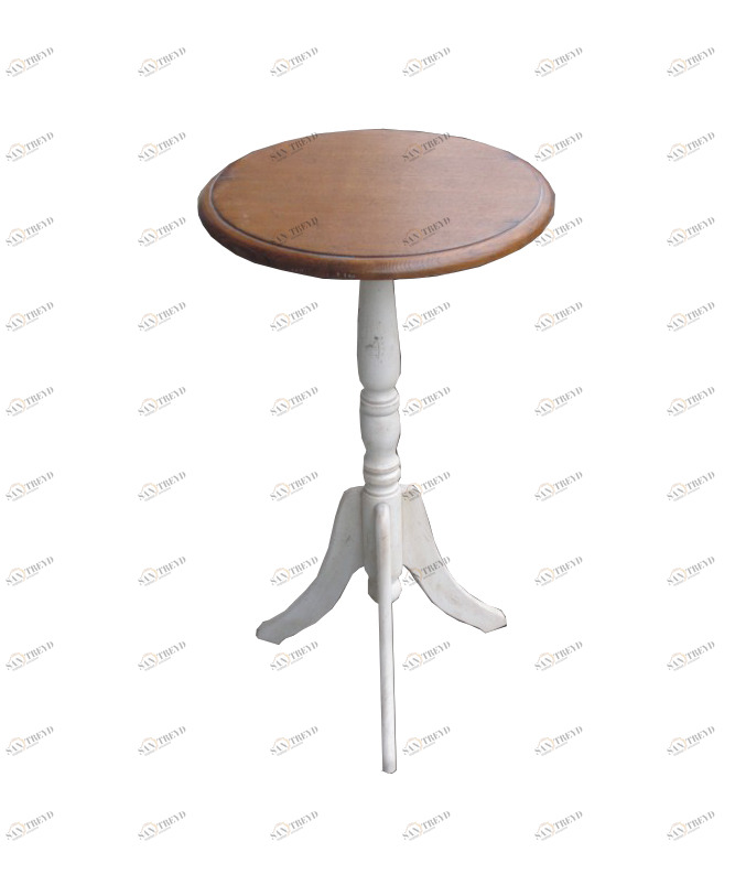 Кофейный столик круглый белый с коричневым топом 40 см Mobilier de Maison ДОМАШНЯЯ ОБСТАНОВКА MOBILIER DE MAISON 017189 Белый;коричневый Santreyd 