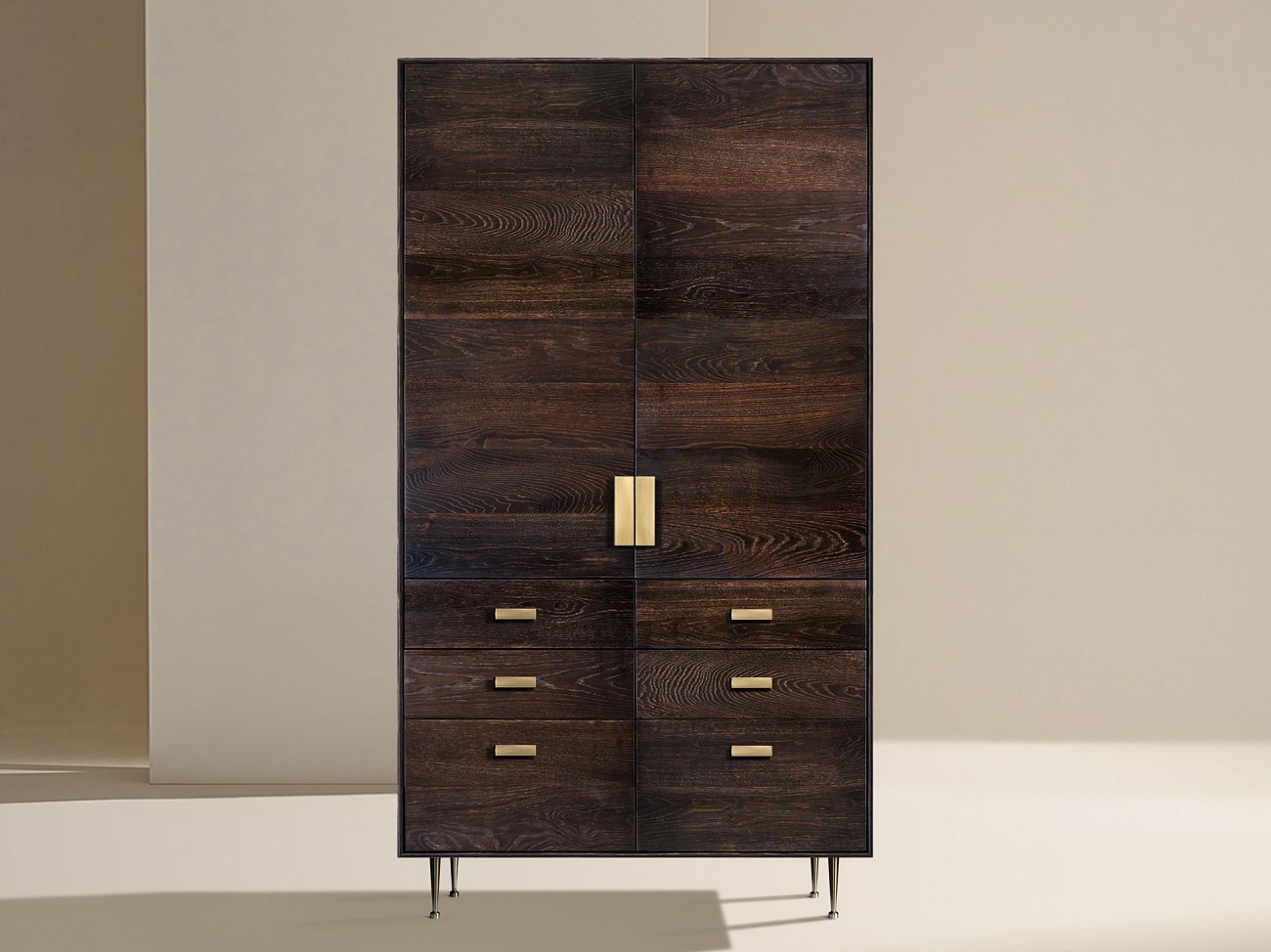 Шкаф платяной двухстворчатый с 6 ящиками ясень кофейный Bullwood ACWD BULLWOOD 00-3981917 Коричневый  - Вид №1