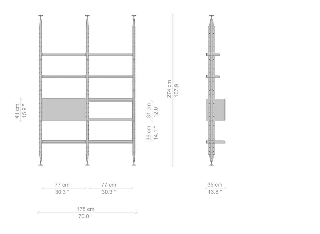 Деревянный книжный шкаф с креплением пол-потолок CASSINA INFINITO ARCH-00108410 - Вид №5