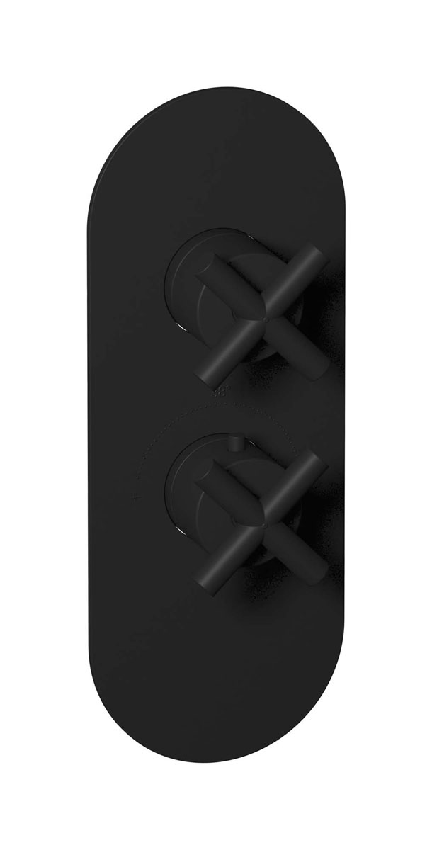 Комплект наружных частей термостата на 1 потребителей - вертикальная овальная панель с ручками Wow WE ARE IB eua112npnwo Matt Black Aqua