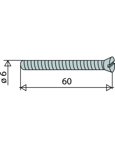 025700 000 00  Винт для слива раковины, Д. 6 x 60 мм, нержавеющая сталь, 2 шт. Valentin Сталь  - Вид №2