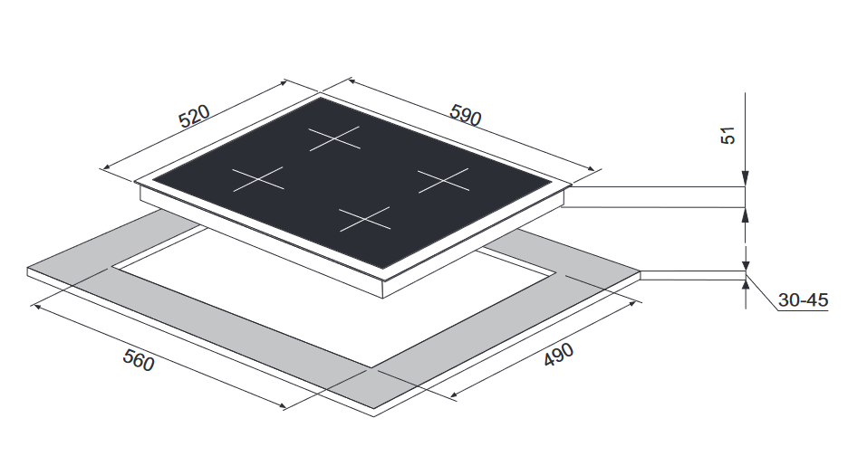 9121434 Газовая варочная поверхность Monsher MGG 61 Noir STDN-0000496 - Вид №4