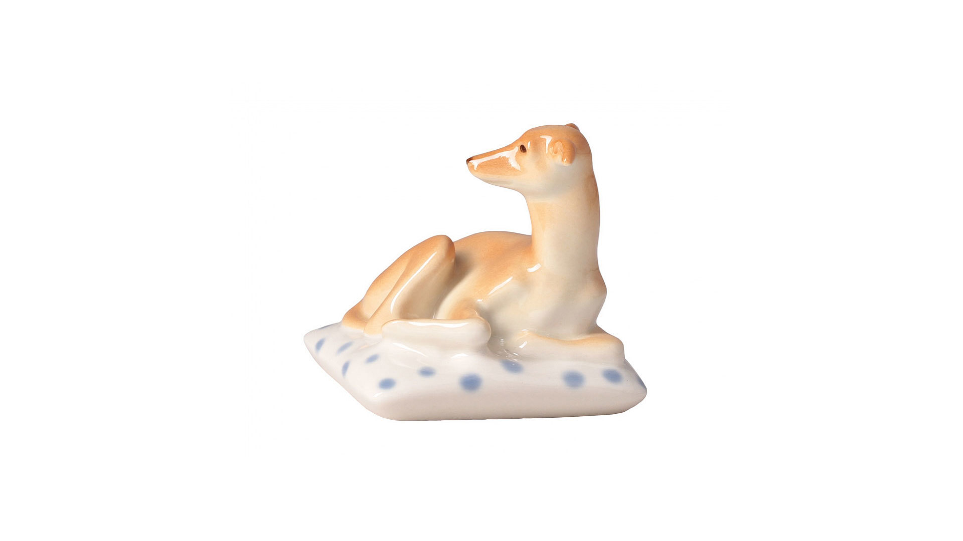 10585012 Императорский фарфоровый завод Скульптура "Левретка на подушке Мимми" Фарфор твердый  - Вид №1