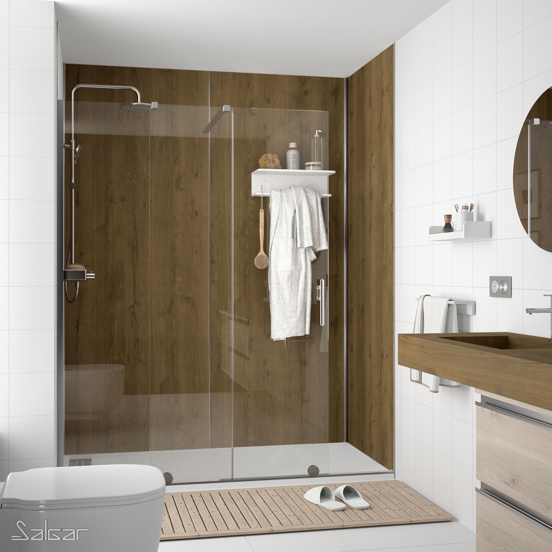 88074 SALGAR Душевая панель ATLAS дуб гавана на заказ 799 мм