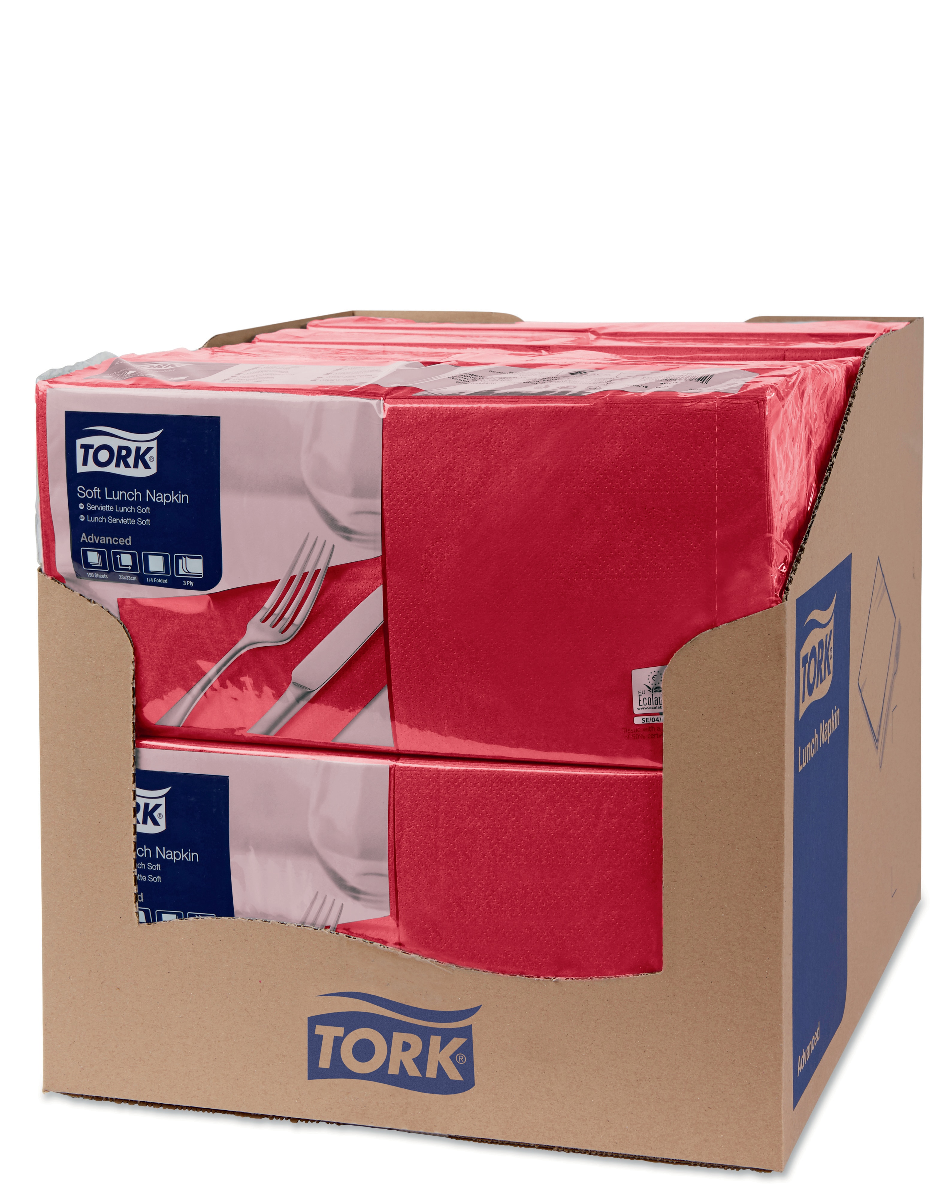 47741138 Мягкая обеденная салфетка бордового цвета, сложение 1/4 Tork  - Вид №4