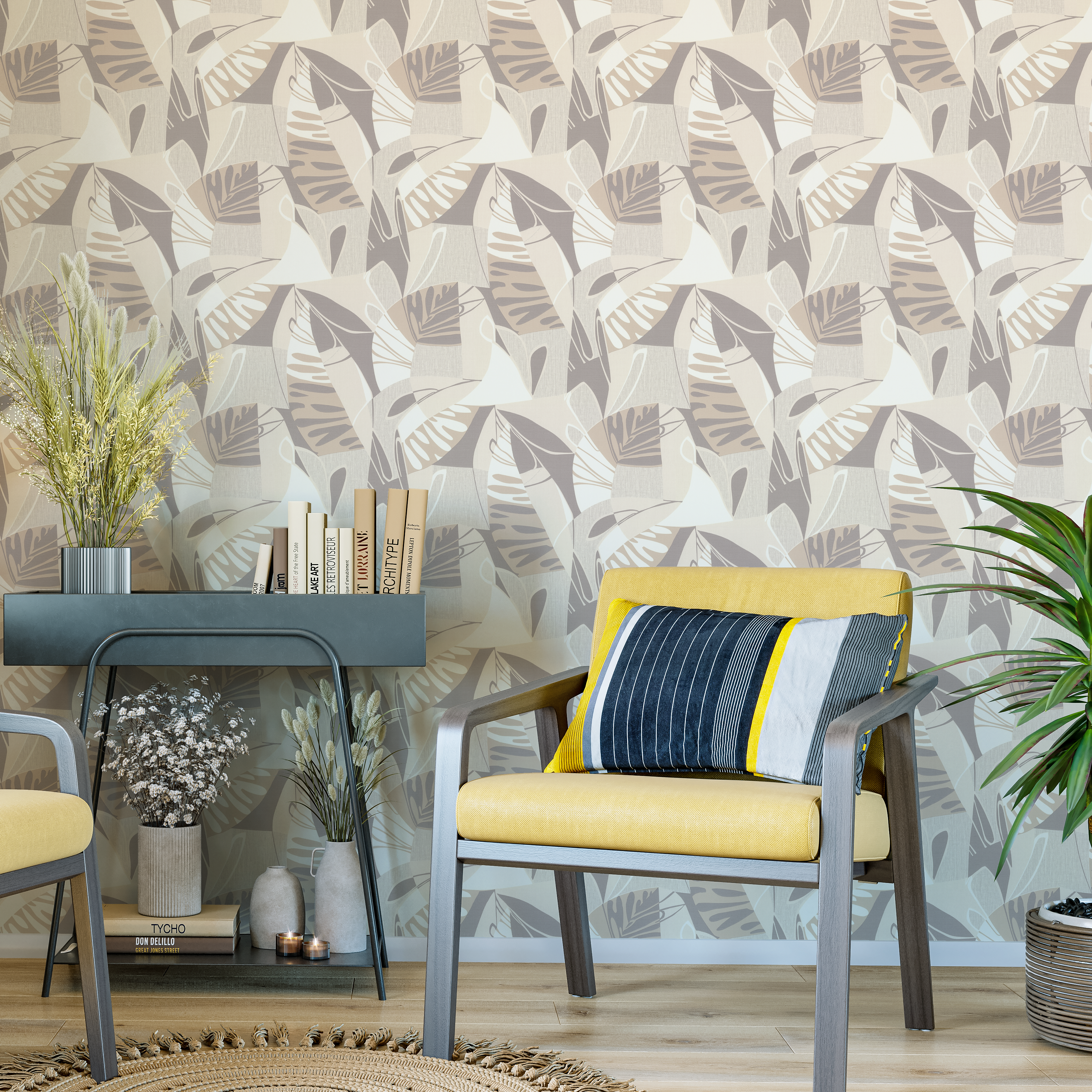 Флизелиновые обои Polynesia бежевые с абстрактным рисунком 85633429 ПАЛИТРА STLM-0064743 - Вид №2