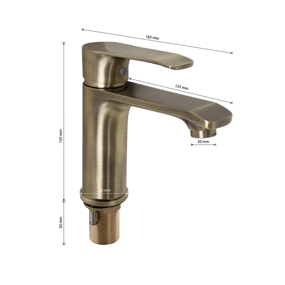 GFmark - Смеситель на раковину, шаровый, под состаренную БРОНЗУ, код: 5030  - Вид №2