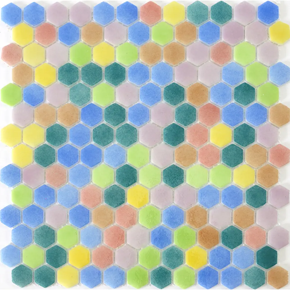 Мозаика стеклянная Natural STP-MIX001-HEX 29x29 см цвет белый 84830280 STLM-2149255 Santreyd Steppa
