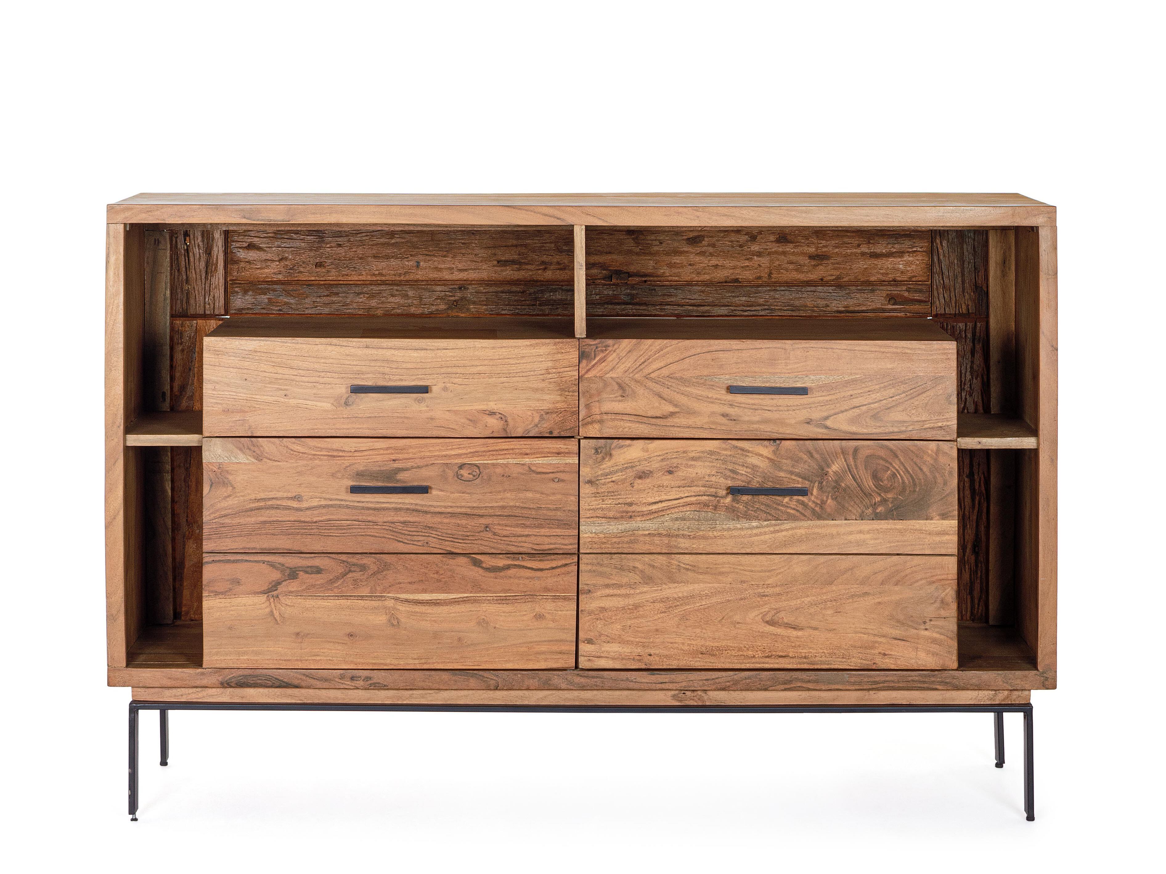 Шкаф из акации с 2 распашными дверцами и 2 ящиками BIZZOTTO Mangal ARCH-00017015