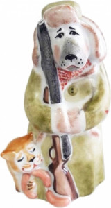 10643350 Дулевский фарфор Скульптура "Сторож ( в зеленом тулупе) " (фарфор) Фарфор