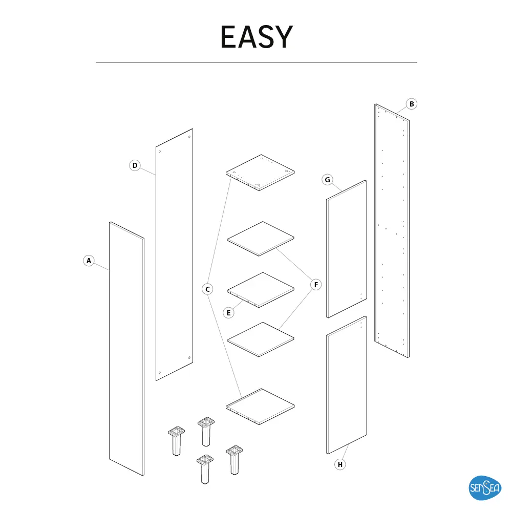 Пенал для ванной Sensea Easy напольный 186x35 см цвет белый STLM-2011115 - Вид №6