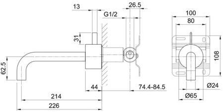 ABOUTWATER Смеситель для умывальника настенный на одно отверстие Af/21 Fantini Rubinetti sun-id-1458273 - Вид №2
