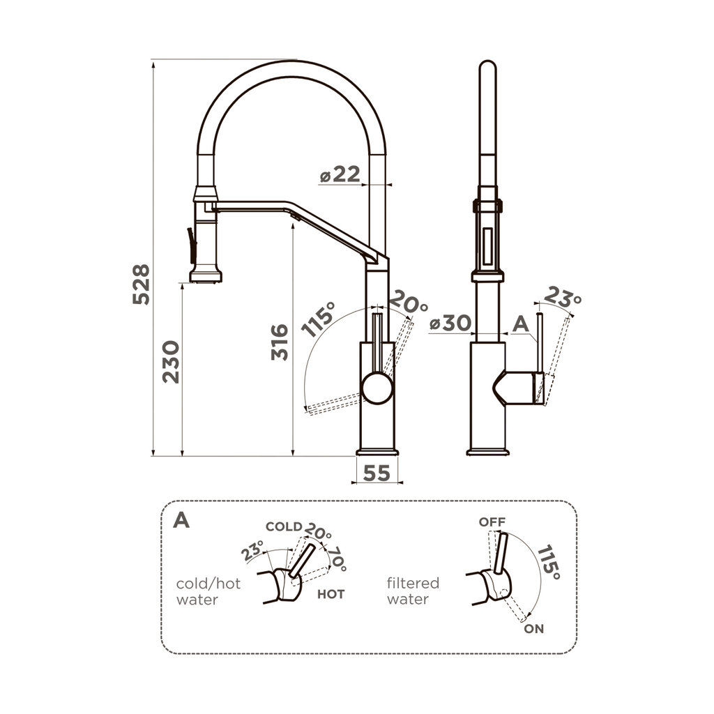 Смеситель для кухни Makkari 2 Plus-SB C-BL OMOIKIRI 4994493 - Вид №1