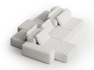 Модульный и двухсторонний тканевый диван с шезлонгом