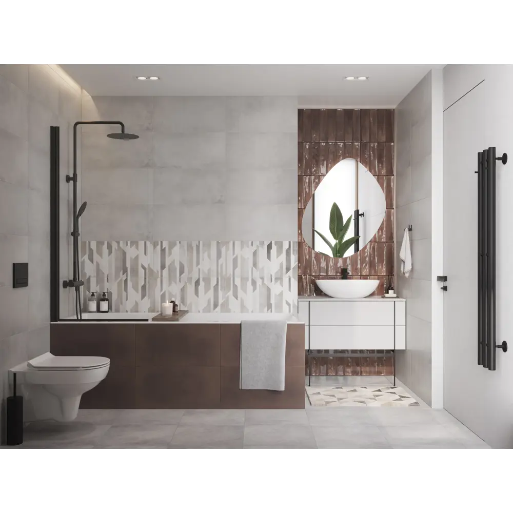 Глазурованный керамогранит KREAFORTA Cascada 42x42 см 1.587 м² матовый цвет серый 89440746 STLM-2044420 - Вид №6