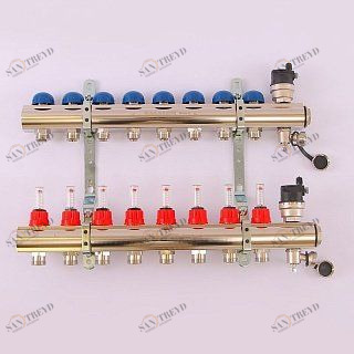 Коллектор 1'х3/4" ЕК 8 выходов EMMETI TOPWAY с расходомерами и вентилями 1298222