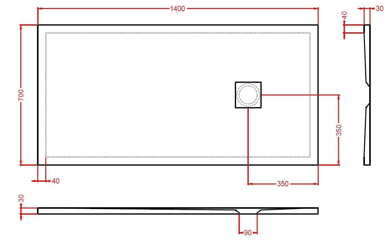 Керамический прямоугольный нескользящий поддон для душа ArtCeram LAPIS ARCH-00087477 - Вид №3
