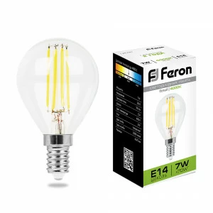 Лампа светодиодная Feron "Шарик" E14 7W 4000K LB-52 25875 FERON  00-3956794 Прозрачный