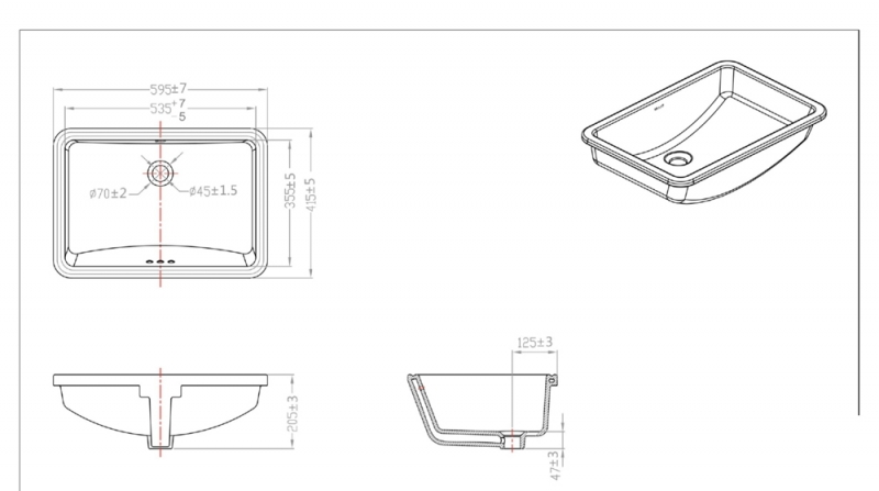 C22212W-ENG Встроенная раковина под столешницу овальная Bravat  - Вид №1