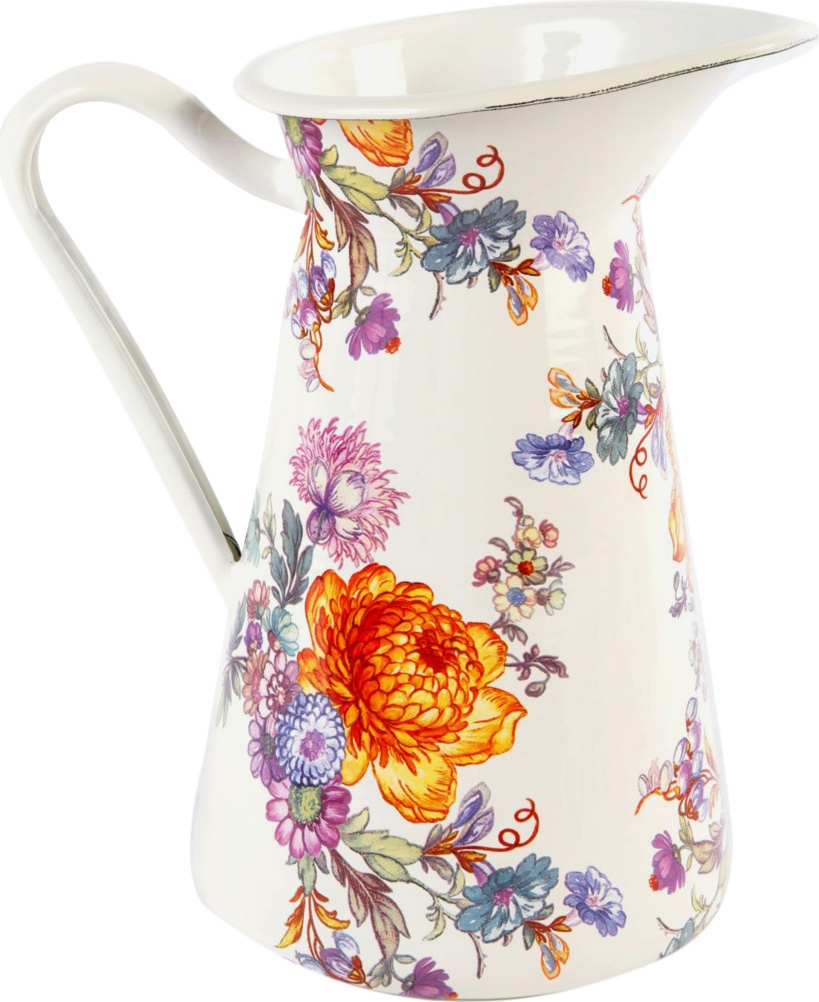 10641797 Mackenzie-Childs Кувшин средний Flower Market (белый) 12x22H сталь, эмаль 