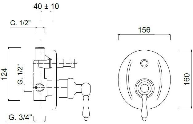 Rubinetteria Giulini Смеситель для душа, однорычажный, с переключателем Hermitage - hermitage crystal F4413 - Вид №1