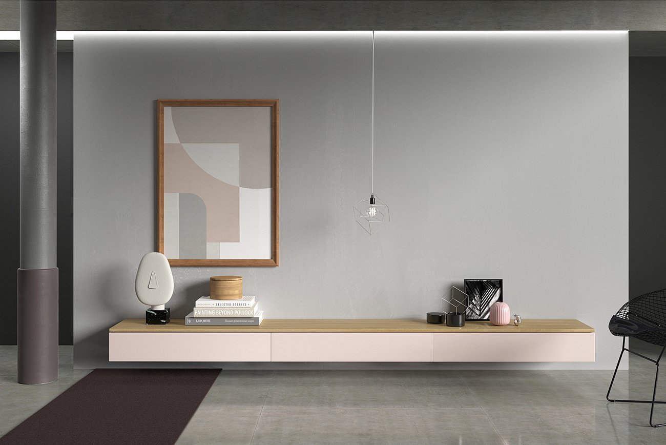 Тумба под телевизор с ящиками серо-бежевая 270 см Low BRAGIN DESIGN  00-3879356 Бежевый;серый  - Вид №1