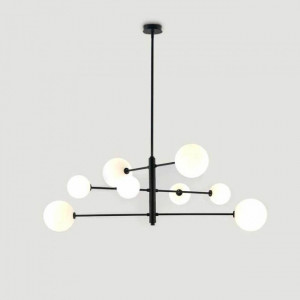 091761 Люстра 8L черная - белые плафоны Aromas del Campo Atom