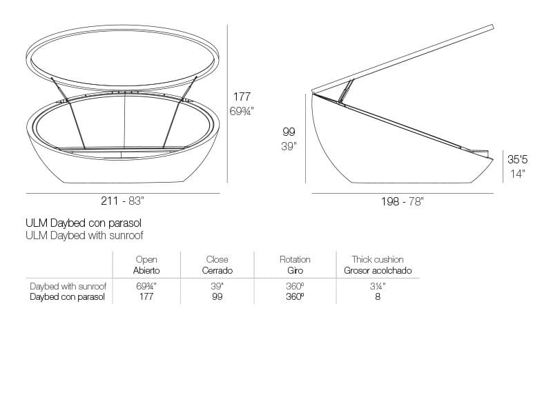 Круглая Садовая кровать с солнцезащитным козырьком Vondom Ulm ARCH-00069136 - Вид №5