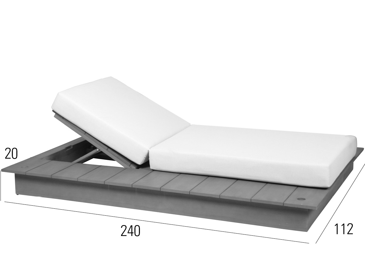 72.00.0720 Односпальная кровать La Villa кушетка левый камень серый с обивкой Mbm  - Вид №1