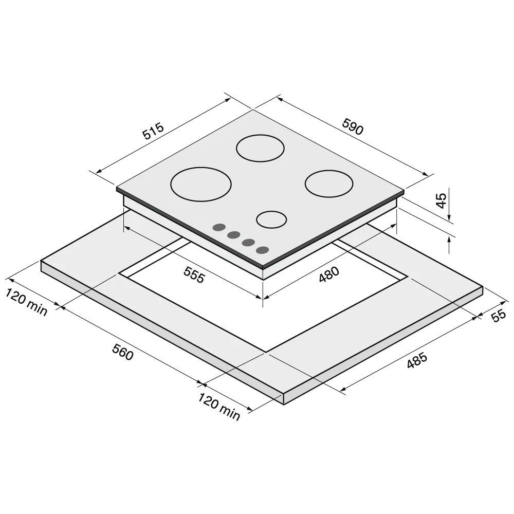9039375 Газовая варочная поверхность KRONA HAGEL 60 IX KRONA1 STDN-0138310 - Вид №11