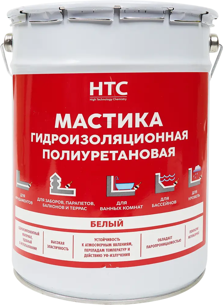 84783423 Мастика гидроизоляционная полиуретановая HTC 6 кг цвет белый STLM-0055075