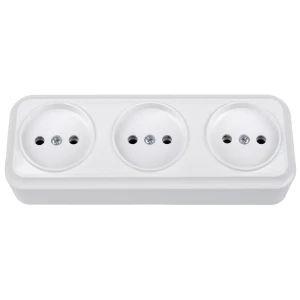 90612287 Розетка тройная накладная Bylectrica Вариант РА16-0161 цвет белый STLM-1119196