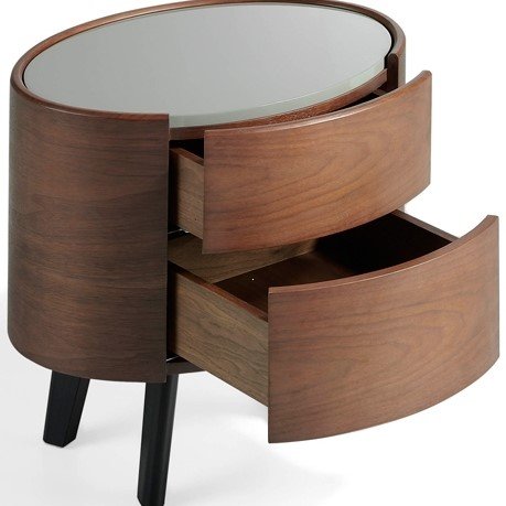 Тумбочка прикроватная овальная шпон ореха Doro ANGEL CERDA  241845 Коричневый  - Вид №1