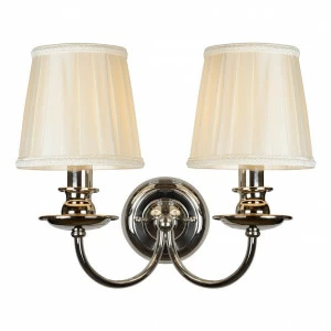 Бра с абажуром на 2 лампы бежевое Armonia W2510-2 Nic ILAMP ARMONIA 00-3949148 Бежевый;никель