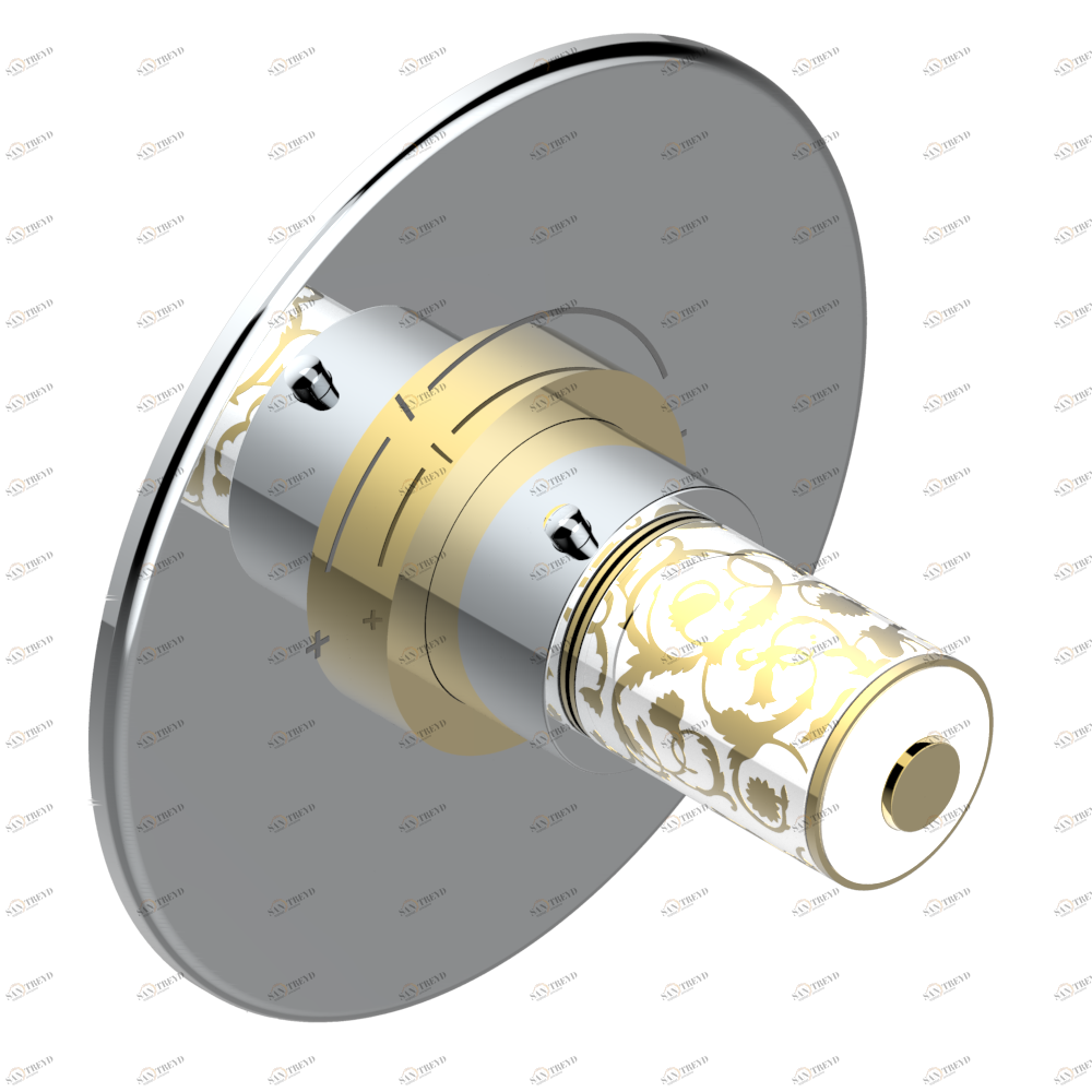 G2N-5100BR Ручка регулировки с круглой накладкой для термостата THG, арт.5100A 1/2" и 5200A 3/4" (термостаты см. на стр. 451) Thg-paris Froufrou Хром/золото G2N 5100BR CAT.A