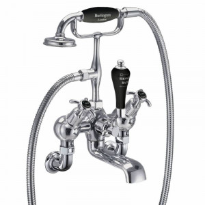 Burlington Угловой смеситель для душа для ванны Anglesey настенный Четверть оборота с черным акцентом AN21-QT BLA