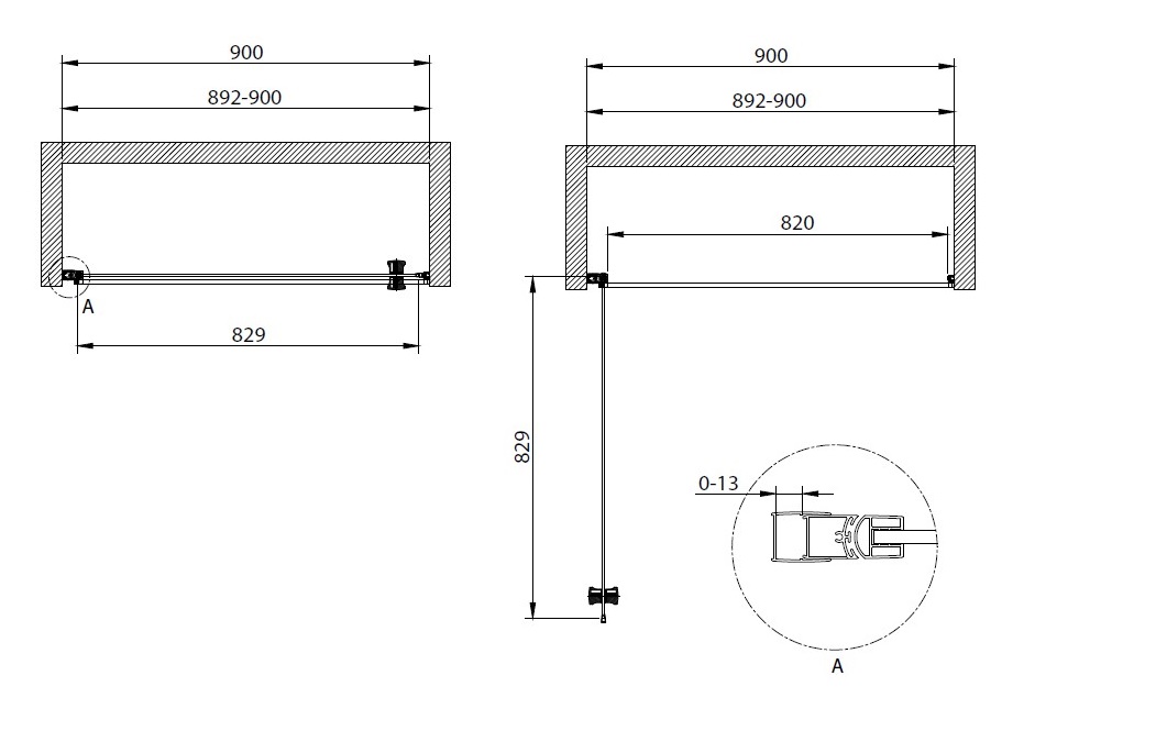 Душевая дверь в нишу CEZARES ECO-O-B-1-90-C-NERO - Вид №1