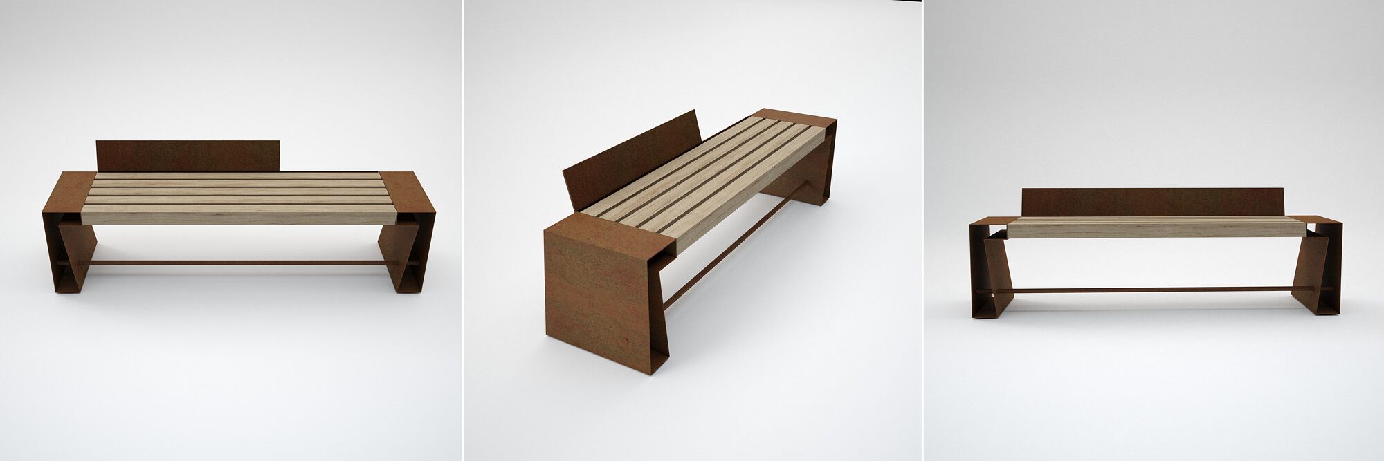 Стальная и деревянная скамья со спинкой CITYSì SEVEN ARCH-00143957 - Вид №4