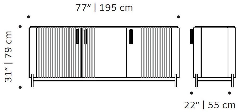 Mambo Unlimited Ideas Комод из фанерованного дерева и мрамора с распашными дверцами Malcolm sun-id-1378596 - Вид №3
