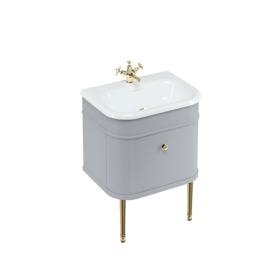 Burlington Chalfont Chalfont 650мм Тумбочка с одним выдвижным ящиком - Классический серый с хромированными ножками CH65G-CHLEGCHR  - Вид №3